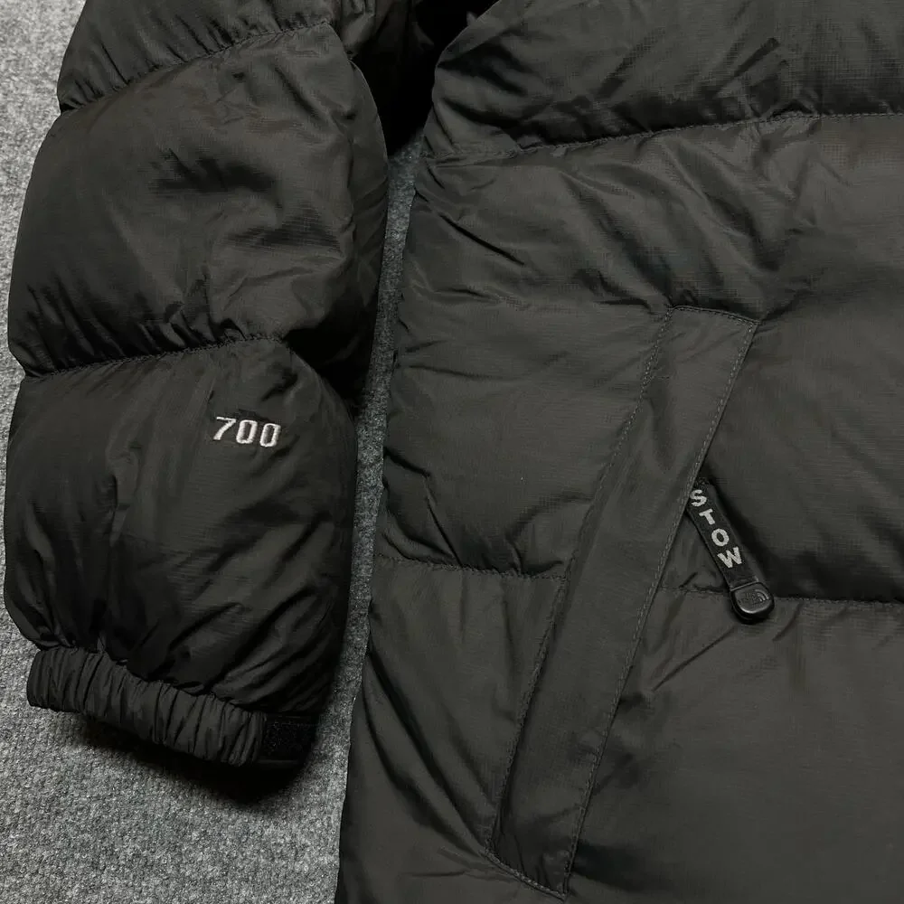 The North Face Jacket Mens 2XL Gray Down Puffer Hooded Full Zip Outdoor 700 A187